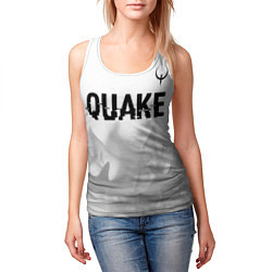 Майка-безрукавка женская Quake glitch на светлом фоне: символ сверху, цвет: 3D-белый — фото 2