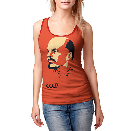 Женская майка без рукавов СССР Ленин жив / 3D-Красный – фото 3