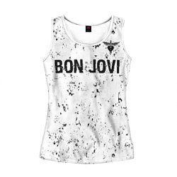 Майка-безрукавка женская Bon Jovi glitch на светлом фоне: символ сверху, цвет: 3D-белый