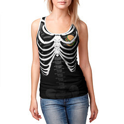 Майка-безрукавка женская Скелет: ребра и бургер, цвет: 3D-белый — фото 2