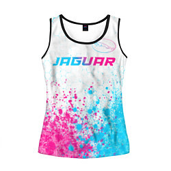 Майка-безрукавка женская Jaguar neon gradient style: символ сверху, цвет: 3D-черный