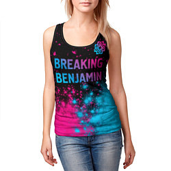 Майка-безрукавка женская Breaking Benjamin - neon gradient: символ сверху, цвет: 3D-черный — фото 2