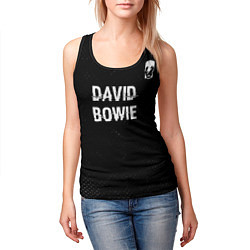 Майка-безрукавка женская David Bowie glitch на темном фоне посередине, цвет: 3D-черный — фото 2
