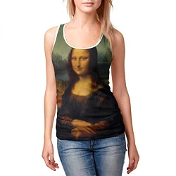 Майка-безрукавка женская Леонардо да Винчи - Мона Лиза, цвет: 3D-белый — фото 2