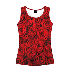 Майка-безрукавка женская Красные розы, цвет: 3D-красный