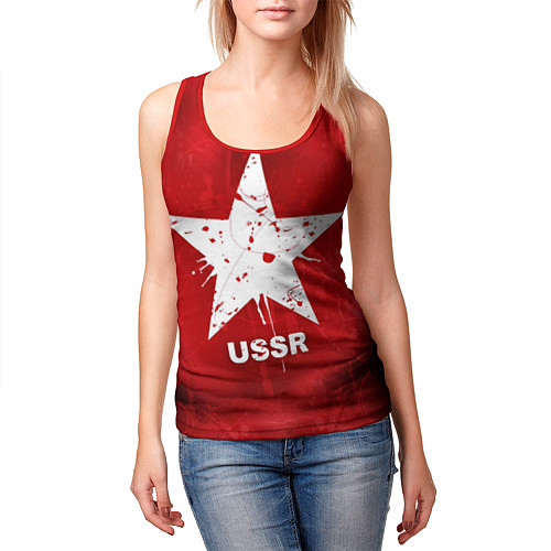 Женская майка без рукавов USSR Star / 3D-Красный – фото 3