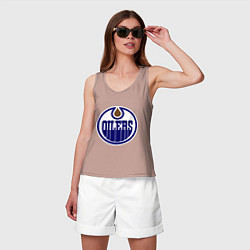 Майка женская хлопок Edmonton Oilers, цвет: пыльно-розовый — фото 2