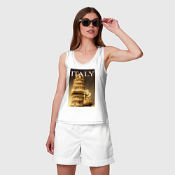 Майка женская хлопок Leaning tower of Pisa, цвет: белый — фото 2