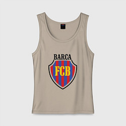 Майка женская хлопок Barca FCB, цвет: миндальный