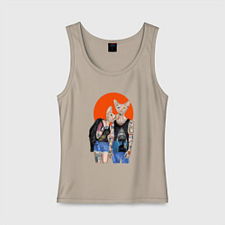 Майка женская хлопок Любовь сфинксов, цвет: миндальный