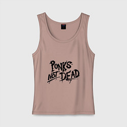 Майка женская хлопок Punks not dead, цвет: пыльно-розовый