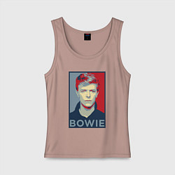 Майка женская хлопок Bowie Poster, цвет: пыльно-розовый