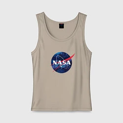 Майка женская хлопок NASA: Cosmic Logo, цвет: миндальный