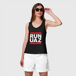 Майка женская хлопок Run UAZ, цвет: черный — фото 2