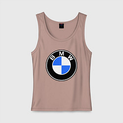 Майка женская хлопок Logo BMW, цвет: пыльно-розовый