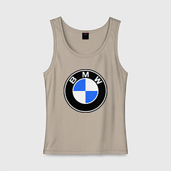 Майка женская хлопок Logo BMW, цвет: миндальный