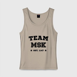 Майка женская хлопок Team MSK est. 1147, цвет: миндальный