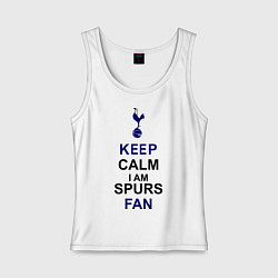 Майка женская хлопок Keep Calm & Spurs fan, цвет: белый