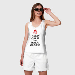 Майка женская хлопок Keep Calm & Hala Madrid, цвет: белый — фото 2