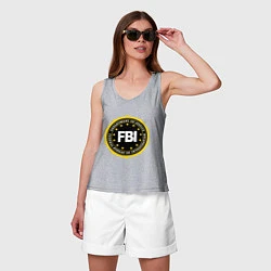Майка женская хлопок FBI Departament, цвет: меланж — фото 2