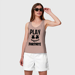 Майка женская хлопок Marshmello: Play Fortnite, цвет: пыльно-розовый — фото 2