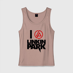 Майка женская хлопок I love Linkin Park, цвет: пыльно-розовый