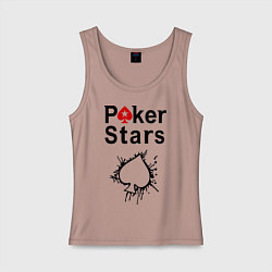 Майка женская хлопок Poker Stars, цвет: пыльно-розовый