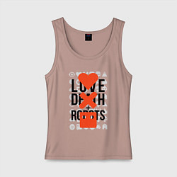 Майка женская хлопок LOVE DEATH ROBOTS LDR, цвет: пыльно-розовый