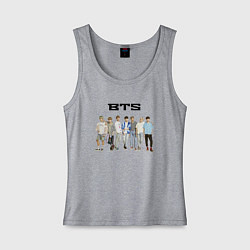 Майка женская хлопок BTS группа, цвет: меланж
