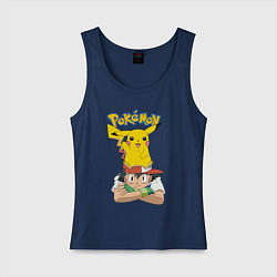 Майка женская хлопок Pokemon, цвет: тёмно-синий