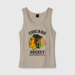 Майка женская хлопок CHICAGO BLACKHAWKS NHL, цвет: миндальный