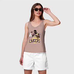 Майка женская хлопок LeBron - Lakers, цвет: пыльно-розовый — фото 2