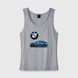 Майка женская хлопок BMW X6, цвет: меланж