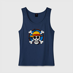 Майка женская хлопок Пиратский знак из One Piece, цвет: тёмно-синий