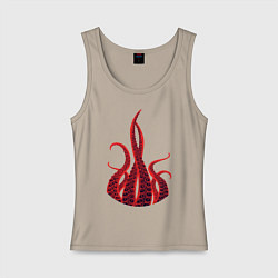 Майка женская хлопок Octopus Осьминог, цвет: миндальный