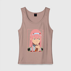 Майка женская хлопок Darling in the Franxx 02, цвет: пыльно-розовый