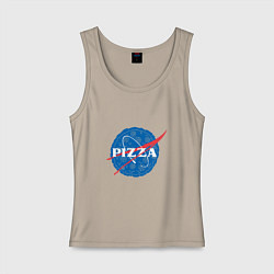 Майка женская хлопок NASA Pizza, цвет: миндальный