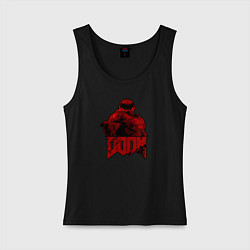 Майка женская хлопок DOOM RED, цвет: черный