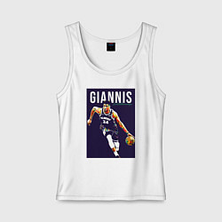 Майка женская хлопок Giannis - Bucks, цвет: белый