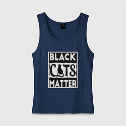 Майка женская хлопок Black Cats Matter, цвет: тёмно-синий