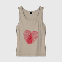 Майка женская хлопок Отпечаток на сердце, цвет: миндальный