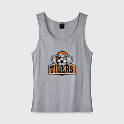 Майка женская хлопок Football Tigers, цвет: меланж