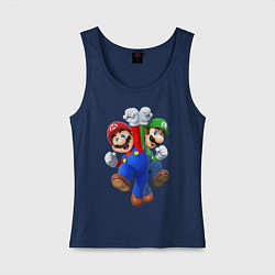 Майка женская хлопок Mario Bros, цвет: тёмно-синий