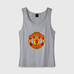 Майка женская хлопок Манчестер Юнайтед логотип, цвет: меланж