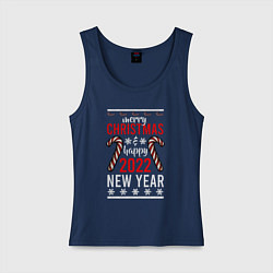 Майка женская хлопок Happy 2022 NY, цвет: тёмно-синий