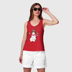 Майка женская хлопок Потрепанный снеговик, цвет: красный — фото 2