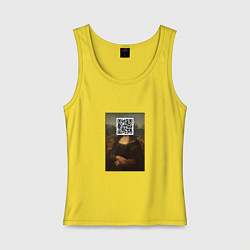 Майка женская хлопок QR Mona Lisa, цвет: желтый