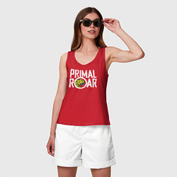 Майка женская хлопок PRIMAL ROAR logo, цвет: красный — фото 2