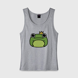 Майка женская хлопок Frog Lucky король, цвет: меланж