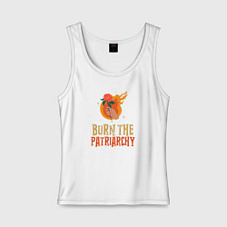 Майка женская хлопок Burn the Patriarchy, цвет: белый